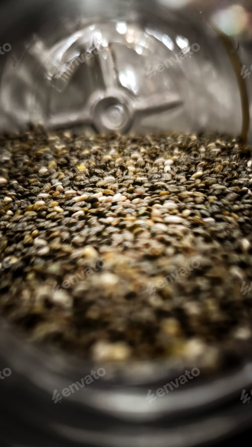 Preview: Close-Up of Chia Seeds in a Plastic Bottle
