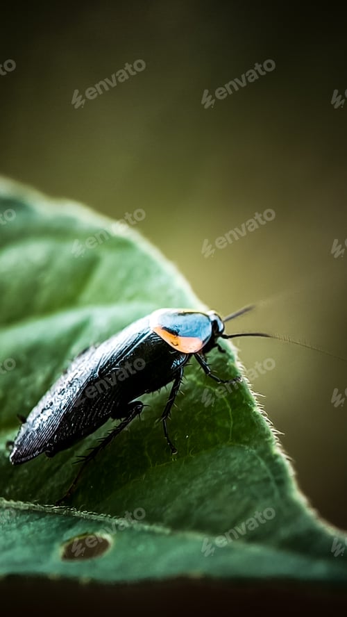 Preview: Cockroach on a Green Leaf
