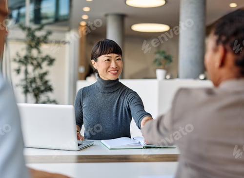 Preview: Business Meeting Businesswoman Teamwork Woman Handshake Agreement Deal Hand Shake Shaking Man Congra