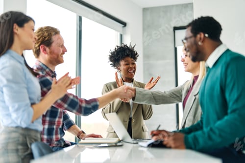 Preview: Business Meeting Businessman Office Teamwork Businesswoman Handshake Agreement Applause Hand Shake S
