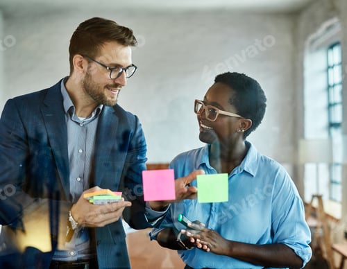 Preview: Business Meeting Note Paper Woman Young Office Teamwork Strategy Idea Glass Businesswoman Businessma
