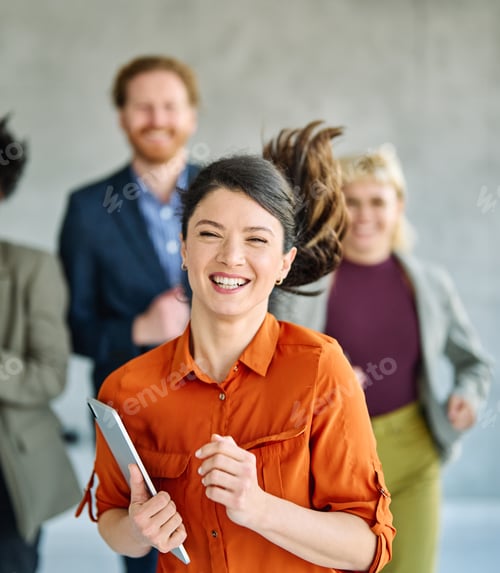 Preview: Young Business People Meeting Office Teamwork Group Fun Competition Sports Race Break Speed Winner V
