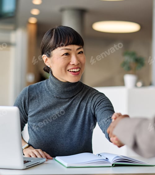 Preview: Business Meeting Businesswoman Teamwork Woman Handshake Agreement Deal Hand Shake Shaking Man Congra