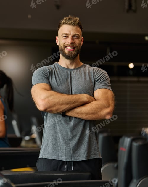 Preview: Gym Sport Fitness Exercise Health Healthy Man Treadmill Training Running Equipment Fit Machine Activ