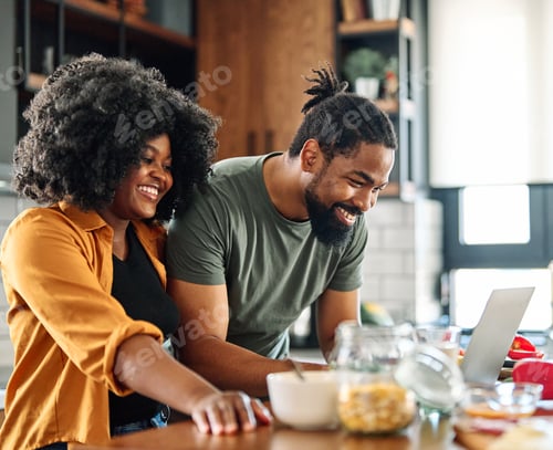 Preview: Kitchen Couple Woman Man Food Together Cooking Preparation Ingredient Laptop Recipe Internet Compute