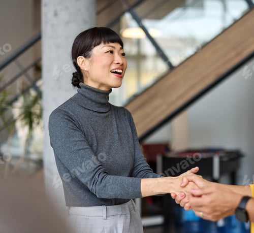 Preview: Business Meeting Businesswoman Office Teamwork Handshake Agreement Applause Hand Shake Shaking Woman