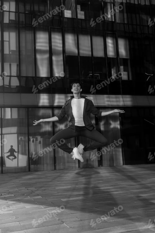 Preview: Summer ballet inspired male dancer training cinema outdoor style bw photo
