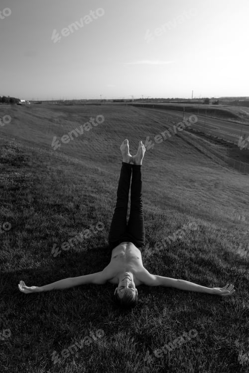 Preview: Summer ballet inspired male dancer training cinema outdoor style bw photo