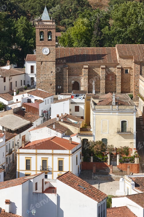 Preview: Andalusian village. Almonaster La Real. San Martin church. Huelva, Spain
