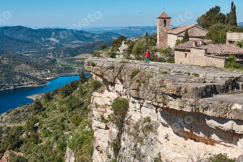Preview: Antique cliff village of Siurana. Stone chapel. Tarragona, Catalunya, Spain