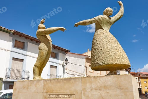 Preview: Traditional jota dancers sculpture in Calanda. Teruel, Aragon. Spain