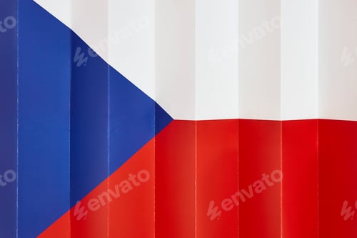 Preview: Czechia flag printed on a wavy cardboard. Czechia symbol