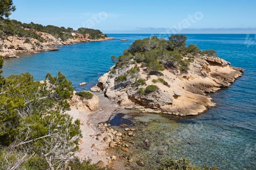 Preview: Tranquil mediterranean beach in Tarragona. Cala del illot. Catalonia, Spain