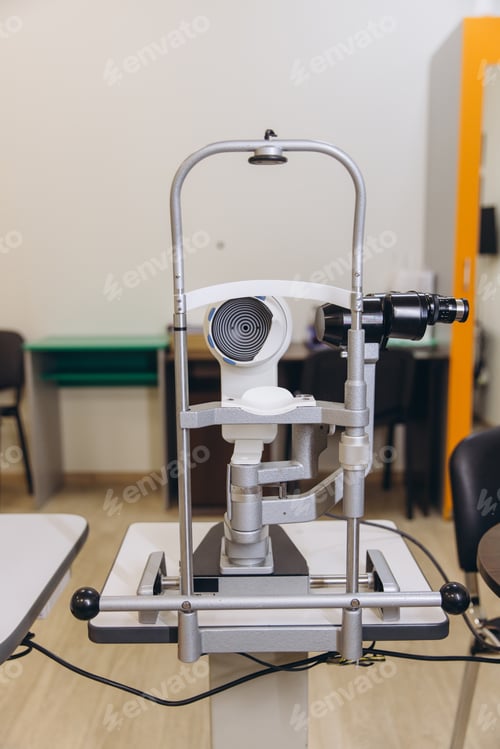 Preview: Slit lamp biomicroscope in eye clinic for ophthalmology examination and vision care diagnostics