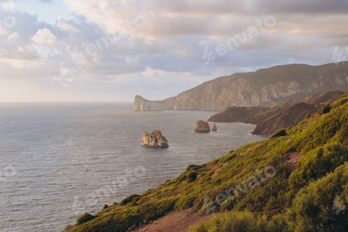 Preview: Pan di Zucchero rock formations and cliffs along the Sardinia coast, an iconic Italian Mediterranean