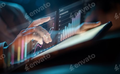 Preview: Business Professional Analyzing Digital Data Graphs