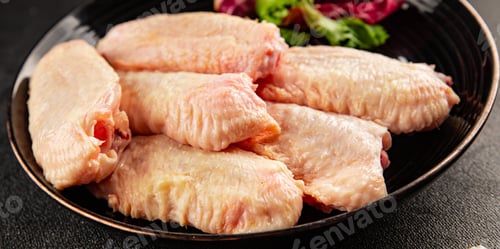 Preview: Raw chicken wings poultry meat main course lunch or dinner tasty snack fresh delicious gourmet food