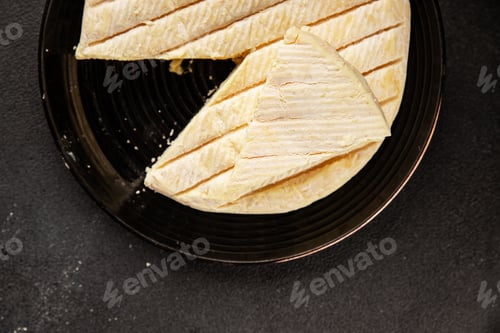 Preview: Soft cheese Camembert, Brie, or Coulommiers cheese head tasty snack fresh gourmet food background on