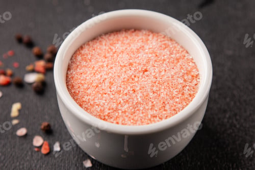 Preview: Pink salt finely ground Himalayan salt and spices tasty snack fresh delicious gourmet food backgroun