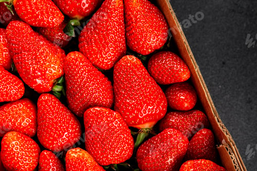 Preview: Strawberries ripe, juicy berries tasty snack fresh, delicious gourmet food background on the table,