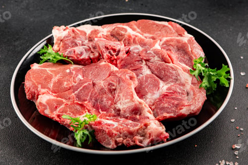 Preview: Raw pork steak pork tenderloin, food preparation lunch or dinner tasty organic snack fresh farm prod