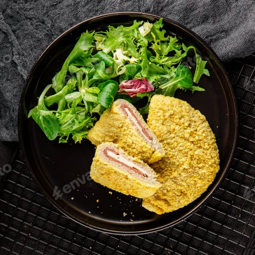 Preview: Cutlet Cordon Bleu chicken fillet, ham, cheese main course, meat dish tasty snack fresh, delicious,