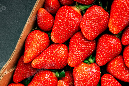Preview: Strawberries ripe, juicy berries tasty snack fresh, delicious gourmet food background on the table,