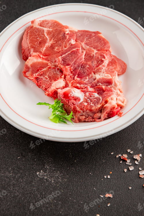 Preview: Raw pork steak pork tenderloin, food preparation lunch or dinner tasty organic snack fresh farm prod