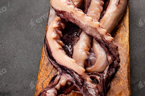 Preview: Octopus tentacles raw seafood food preparation lunch or dinner pescetarian diet tasty organic snack
