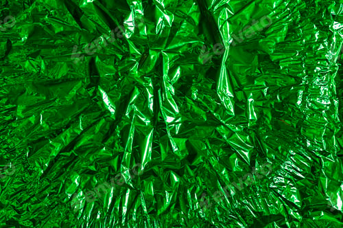 Preview: Foil Texture in Green Color With Crumpled Shiny Surface and Sharp