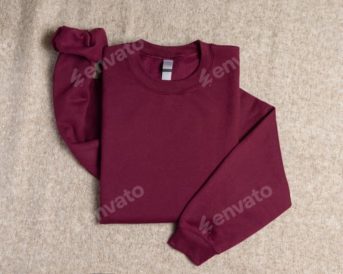 Preview: Blank navy red unisex sweatshirt mockup, folded apparel template, copy space on front and sleeve