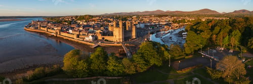 Preview: Aerial View of Caernarfon Castle and the Walled City