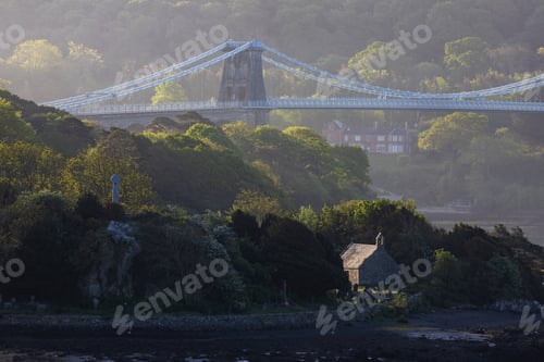 Preview: Menai Strait Bridge & St Tysilio's Church;;;Bangor