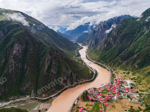 Preview: Sichuan Tibet Border
Jinsha River Bordering Tibet, Gangtuocun, Sichuan Province, Kham Tibet,
