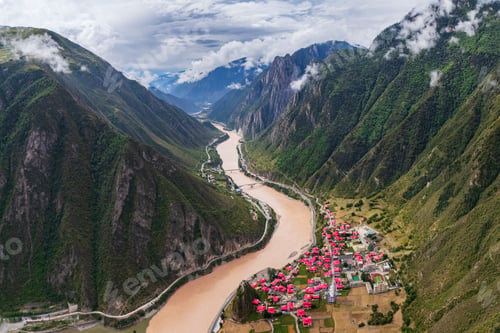 Preview: Sichuan Tibet Border
Jinsha River Bordering Tibet, Gangtuocun, Sichuan Province, Kham Tibet,