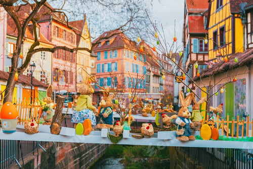 Preview: Tranquil Petite Venise canal with morning reflections in Colmar