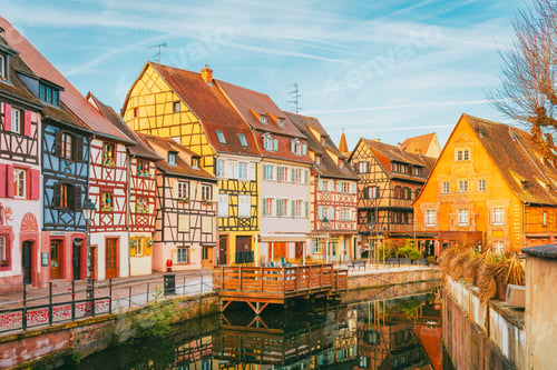 Preview: Colmar old town at morning with classic Alsatian roofscape and open sky