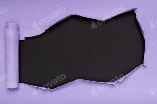 Preview: Torn Lilac Paper Showing Dark Black Background
