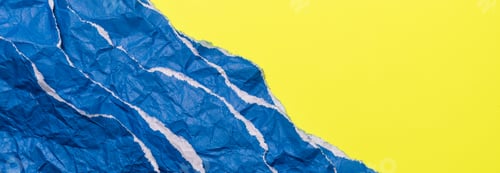 Preview: Abstract Torn Paper Landscape Design with Layers of Blue Against a Bright Yellow Sky Background