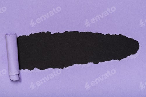 Preview: A piece of violet paper torn to reveal a dark, textured background.