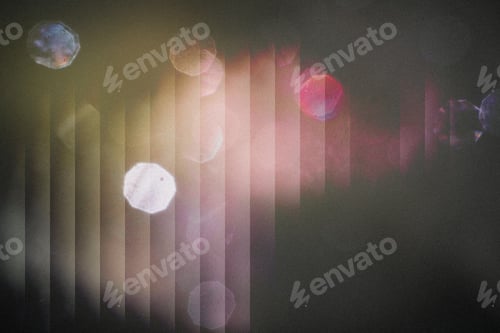 Preview: Abstract background showing blurred light shining through vertical blinds creating colorful bokeh