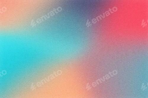 Preview: Vibrant teal, orange and red colors blending with grainy texture and soft blur