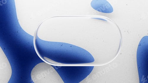 Preview: Liquid glass with soft blue reflecting shapes on white. Abstract background.