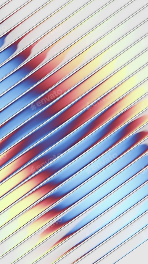 Preview: Vertical wavy glossy glass lines with blue and teal reflection. Abstract background.