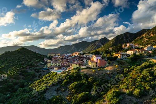 Preview: Golden Sunset Light over Nebida in Sardinia