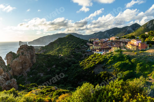 Preview: Sunset over Nebida Mining Town in Sardinia, Italy