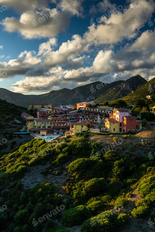 Preview: Evening View of Nebida Former Mining Town in Sardinia
