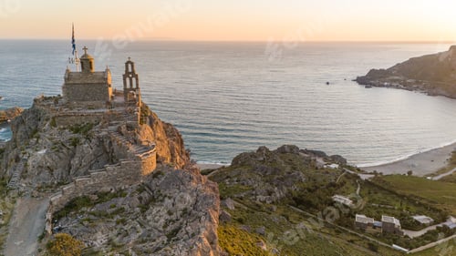Preview: Scenic Aerial View of Saint Paisios Church in Crete, Greece