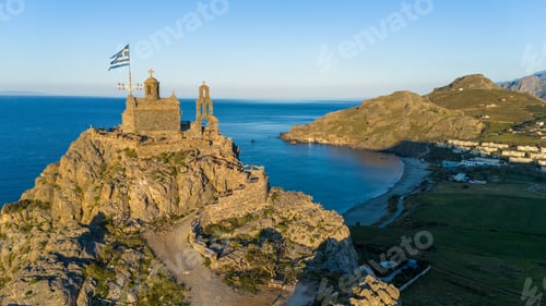 Preview: Saint Paisios Orthodox Church in Crete, Greece at Sunset