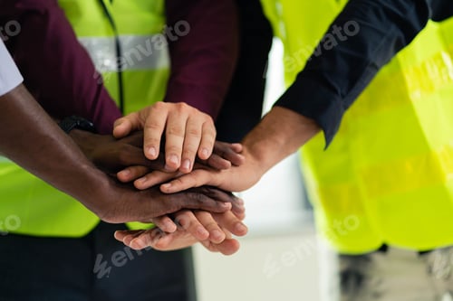 Preview: Workers and engineers work together to build a successful project. teamwork concept Collaboration wi